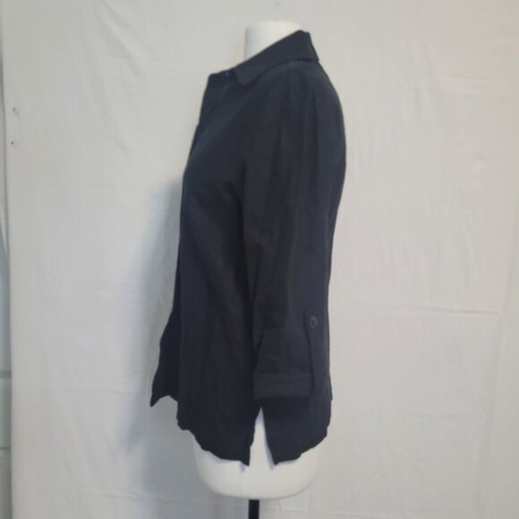 Frankie & Missy Button Front Roll-Up Sleeve Linen Blend Shirt Size L - Picture 5 of 13